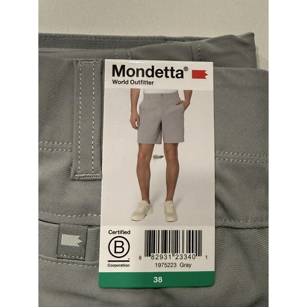 Mondetta Stretch Warp Knit Shorts Unisex 38 Gray Athletic Gym Training 9in_8
